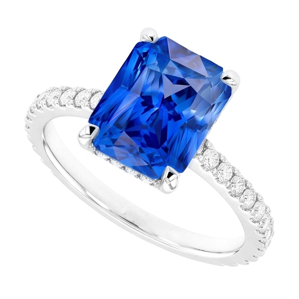 Anello Di Fidanzamento Con Diamante Naturale Autentico ( non creato in laboratorio ) Zaffiro