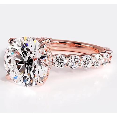 Anello Di Fidanzamento Con Diamante Reale Da 6,40 Carati Gioielli Da Donna in Oro Rosa