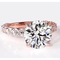 Anello Di Fidanzamento Con Diamante Reale Da 6,40 Carati Gioielli Da Donna in Oro Rosa