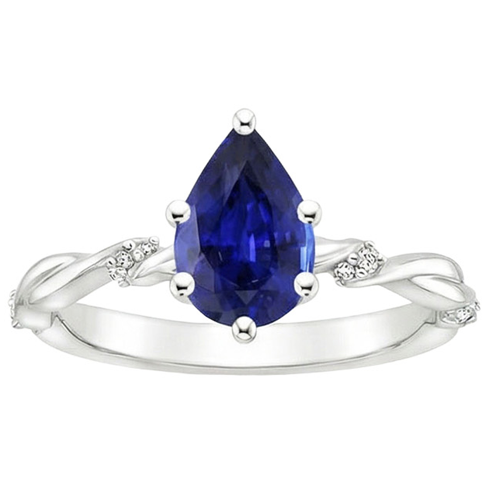 vero pear diamante 3carati anello dettaglio ravvicinato