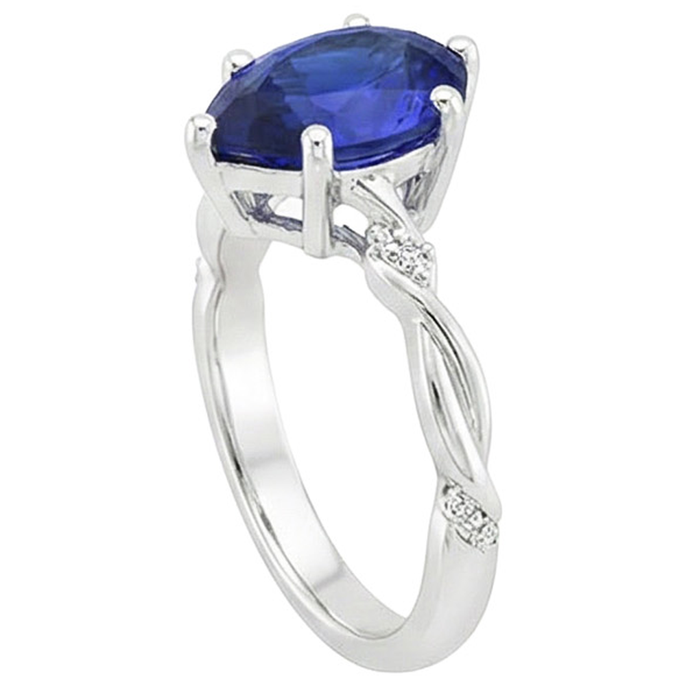 vero pear diamante 3carati anello vista di profilo