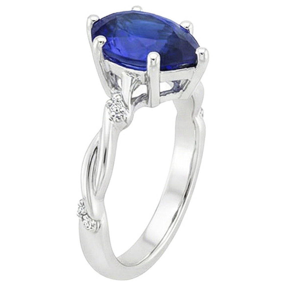 vero pear diamante 3carati anello su bianco