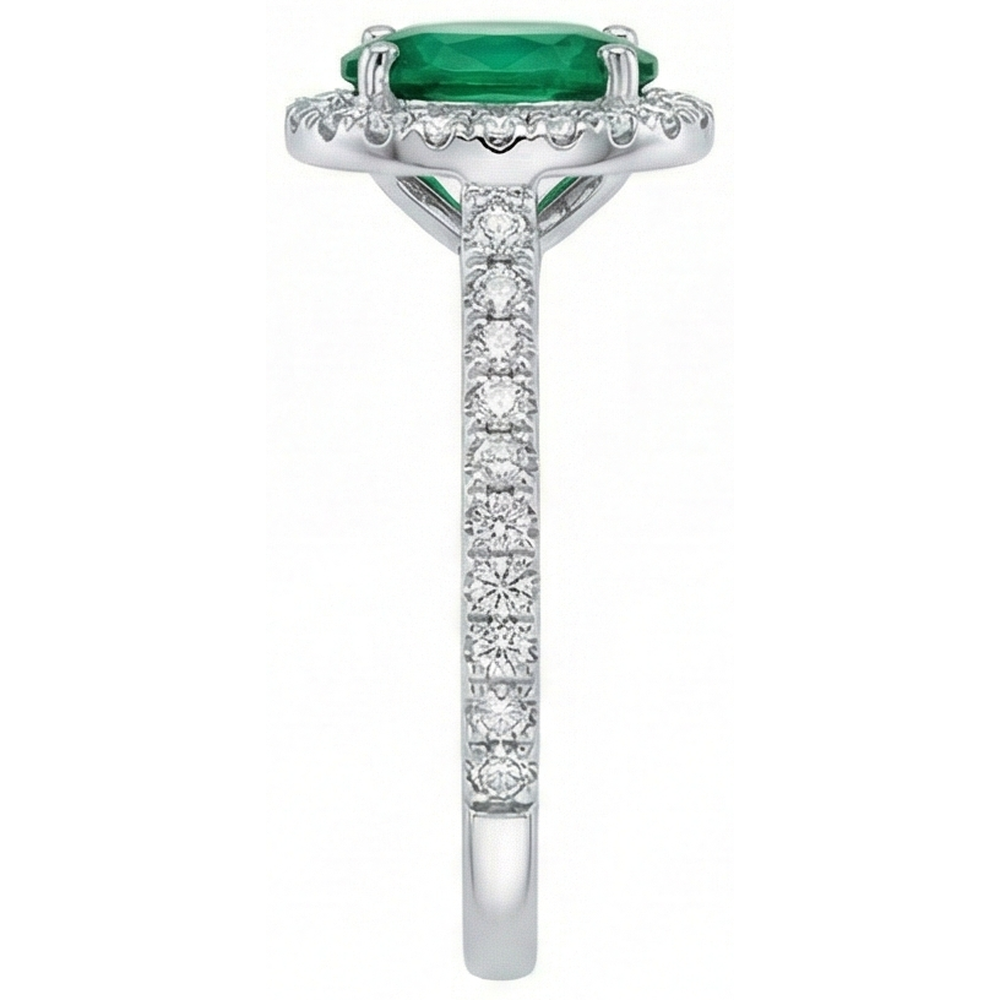 Anello Di Fidanzamento Con Diamante Naturale Autentico ( non creato in laboratorio ) Verde Smeraldo Taglio Ovale Da 3,6 Ct