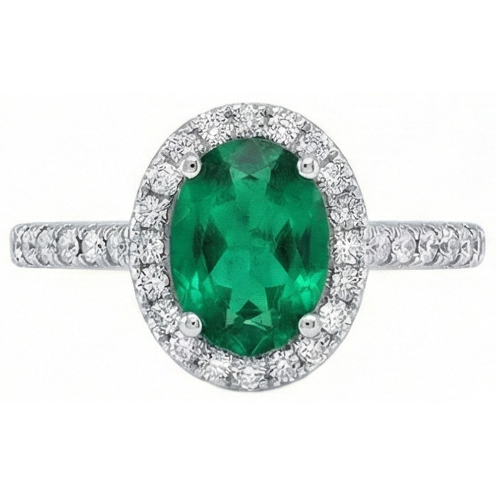 Anello Di Fidanzamento Con Diamante Naturale Autentico ( non creato in laboratorio ) Verde Smeraldo Taglio Ovale Da 3,6 Ct