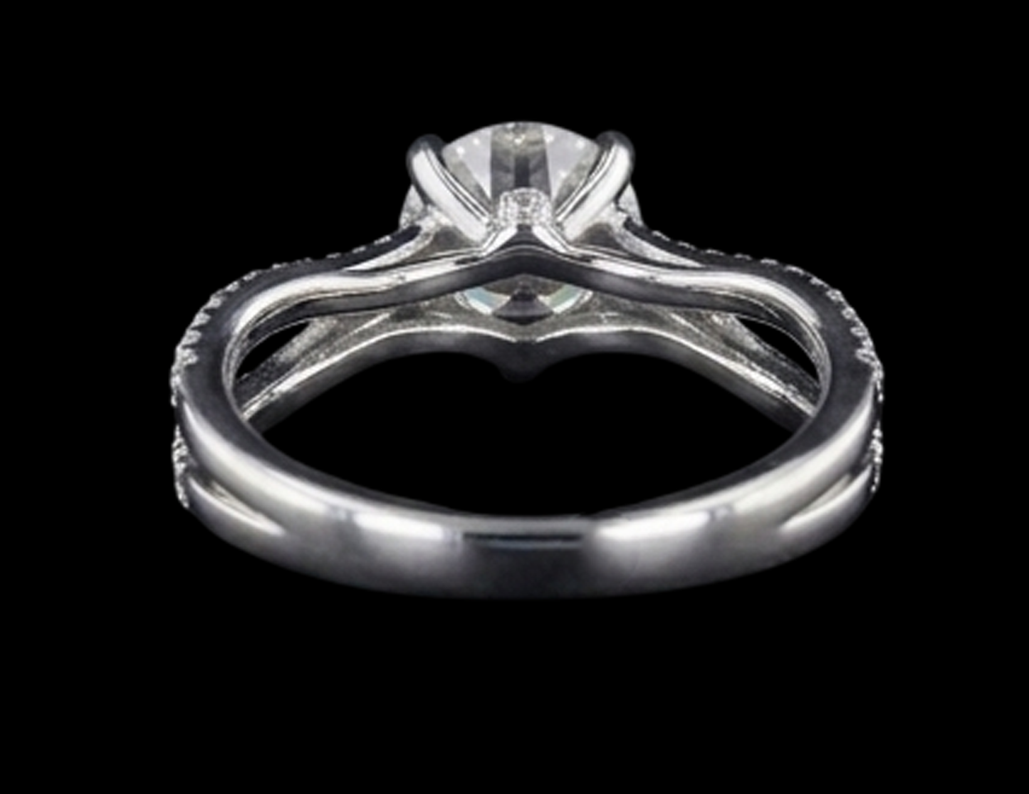 Anello Di Fidanzamento Con Gambo Diviso 2 Carati In Oro Bianco Con Vero Diamante Rotondo 14K