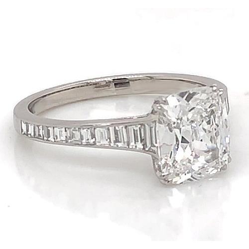 Anello Di Fidanzamento Con Genuino Diamante 3 Carati Cuscino Con Artiglio Impostazione Gioielli Da Donna