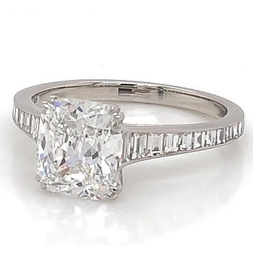 Anello Di Fidanzamento Con Genuino Diamante 3 Carati Cuscino Con Artiglio Impostazione Gioielli Da Donna