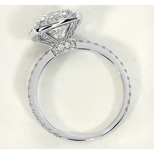 Anello Di Fidanzamento Con Genuino Diamante Cuscino Halo White Gold 14K Jewelry