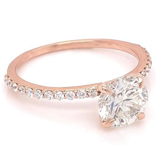 Anello Di Fidanzamento Con Genuino Diamante Da 1.50 Carati Con Accenti In Oro Rosa 14K