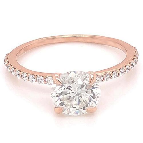 Anello Di Fidanzamento Con Genuino Diamante Da 1.50 Carati Con Accenti In Oro Rosa 14K