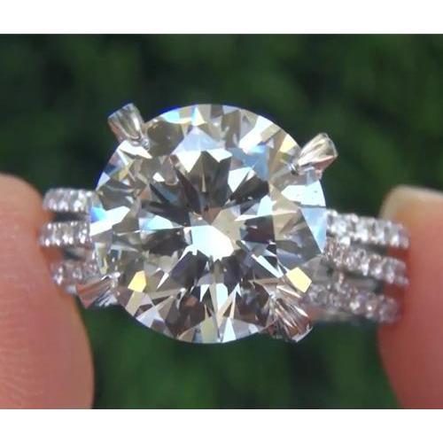 Anello Di Fidanzamento Con Genuino Diamante Da 4.50 Carati Con Montatura Ad Artiglio Con Gambo Diviso