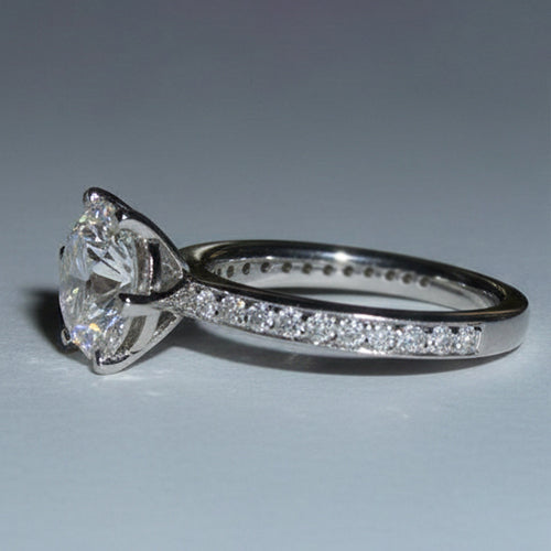 Anello Di Fidanzamento Con Genuino Diamante Naturale Autentico ( non creato in laboratorio ) Da 5 Carati E Fascia In Oro Bianco 14K