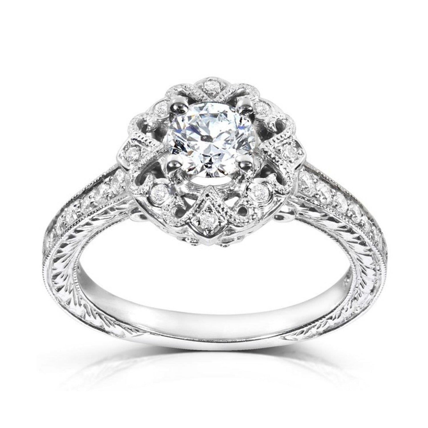 Anello Di Fidanzamento Con Genuino Diamante In Stile Antico. Gioielli In Oro Bianco Da 2.25 Carati