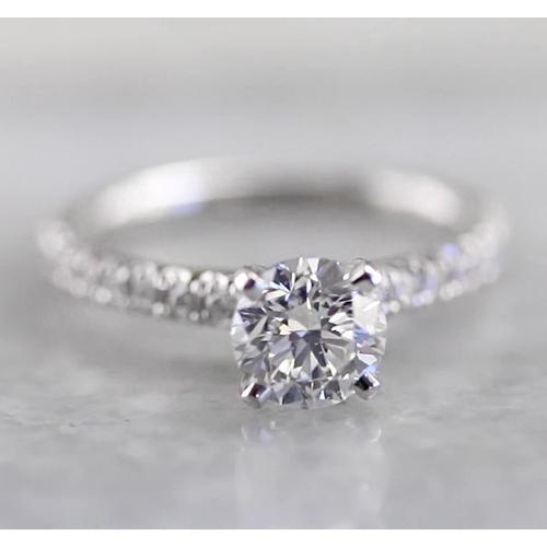 Anello Di Fidanzamento Con Genuino Diamante Incastonato A Griffe Oro Bianco 2 Carati Oro Bianco 14K