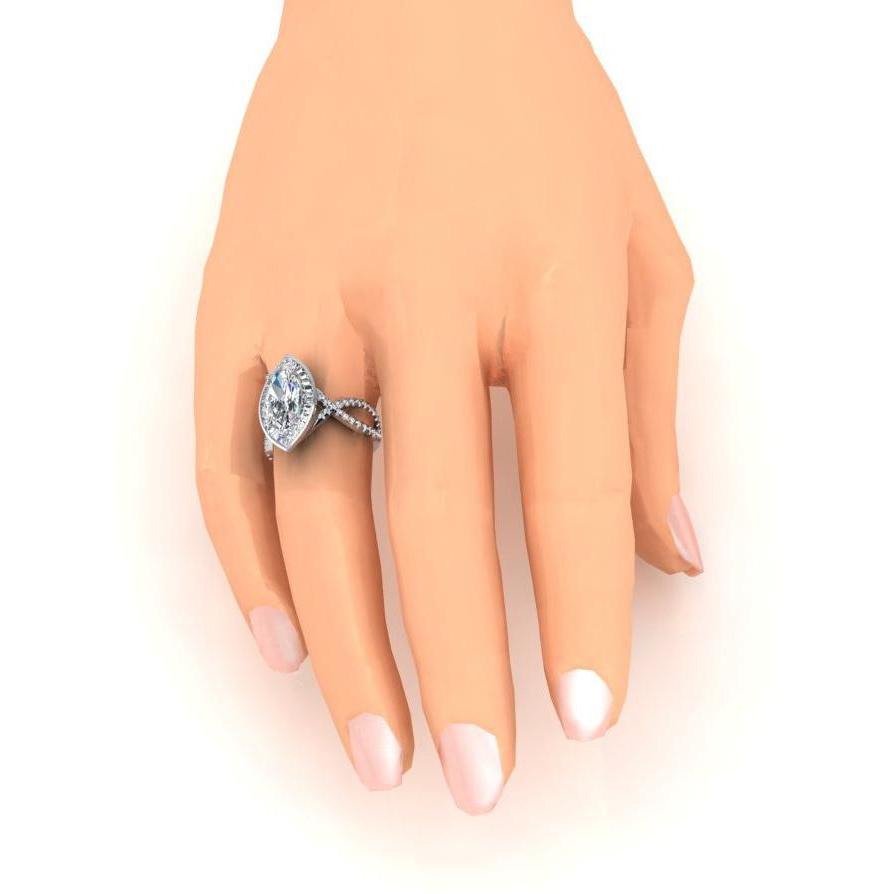 Anello Di Fidanzamento Con Genuino Diamante Marquise Halo 5.50 Carati Gioielli Da Donna