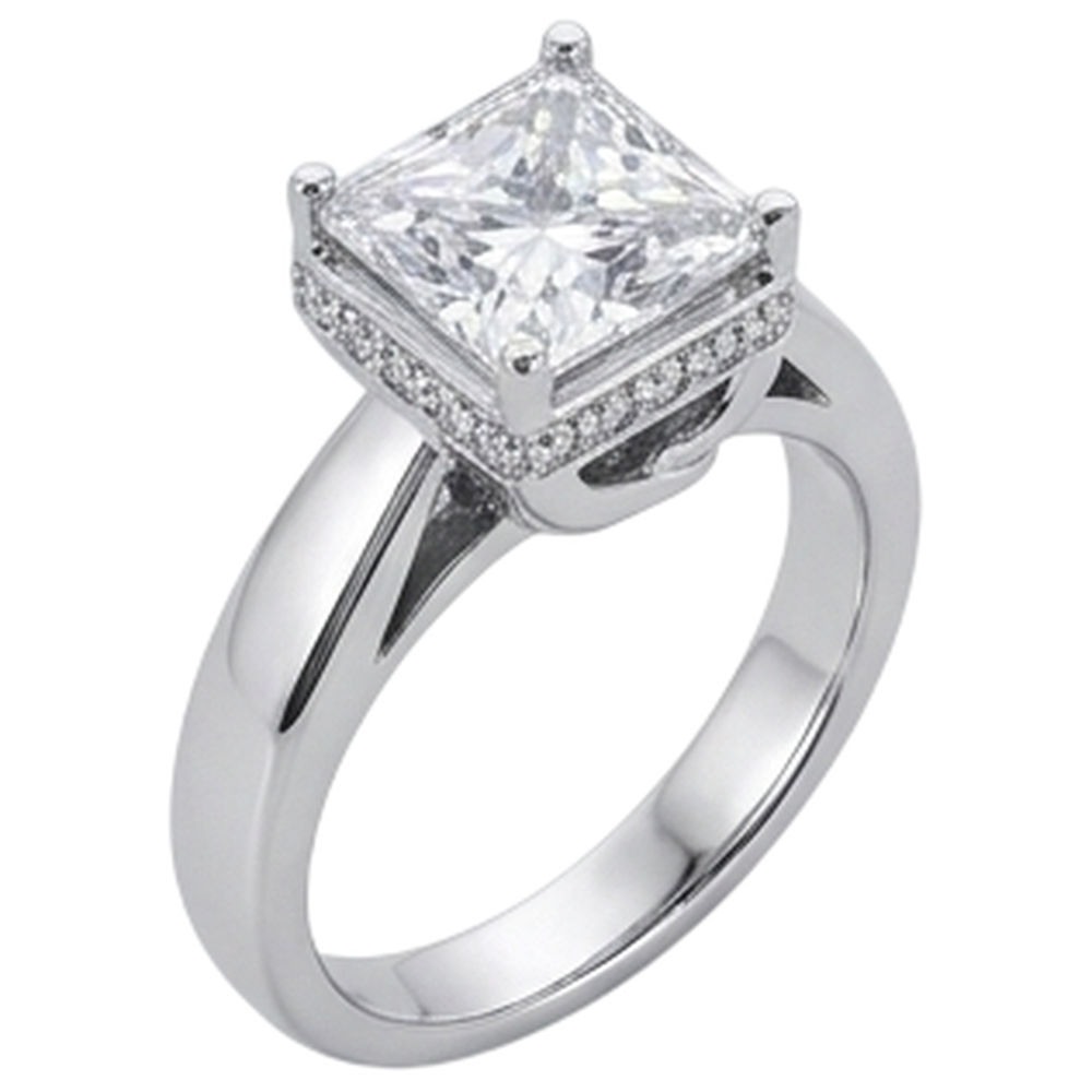 Anello Di Fidanzamento Con Genuino Diamante Naturale Autentico ( non creato in laboratorio ) Hidden Halo Princess 2,50 Carati Nuovo
