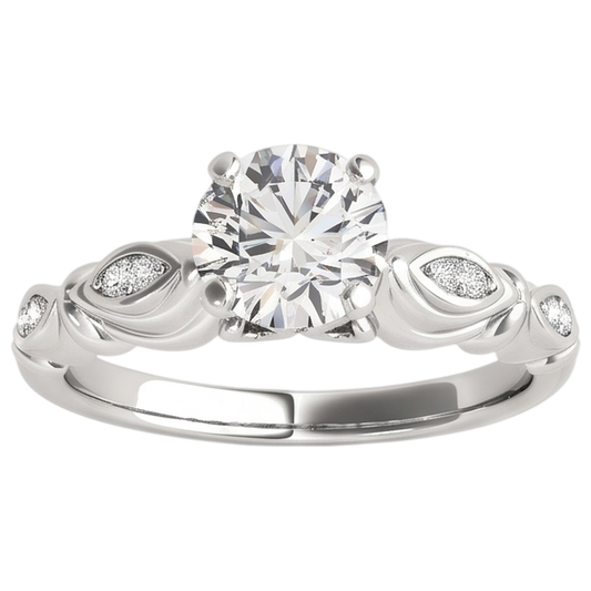 Anello Di Fidanzamento Con Genuino Diamante Naturale Autentico ( non creato in laboratorio ) In Stile Vintage Da Donna, 1,9 Carati, Solido Wg 14K