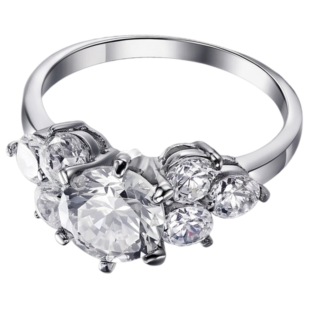 Anello Di Fidanzamento Con Genuino Diamante Naturale Autentico ( non creato in laboratorio ) Rotondo Da 3,80 Ct Con Montatura A Canestro In Oro Bianco 14K