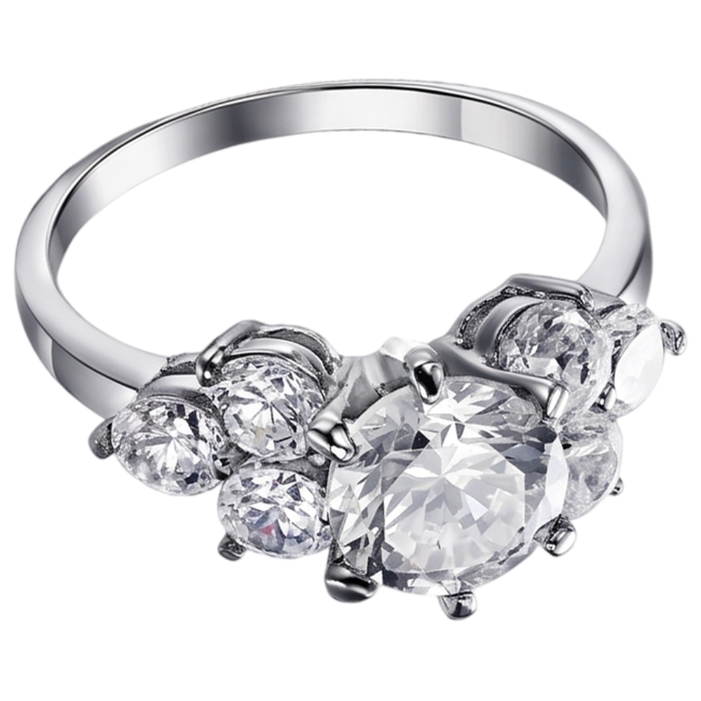 Anello Di Fidanzamento Con Genuino Diamante Naturale Autentico ( non creato in laboratorio ) Rotondo Da 3,80 Ct Con Montatura A Canestro In Oro Bianco 14K