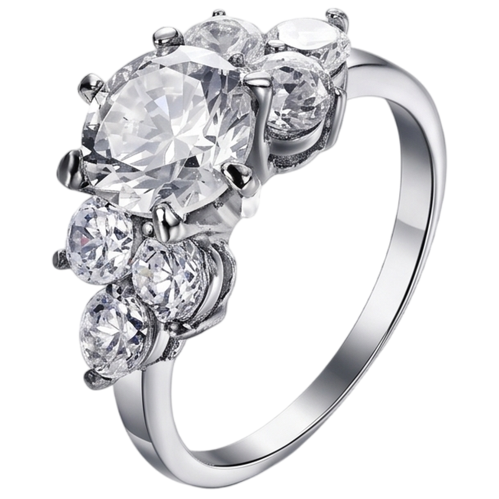 Anello Di Fidanzamento Con Genuino Diamante Naturale Autentico ( non creato in laboratorio ) Rotondo Da 3,80 Ct Con Montatura A Canestro In Oro Bianco 14K