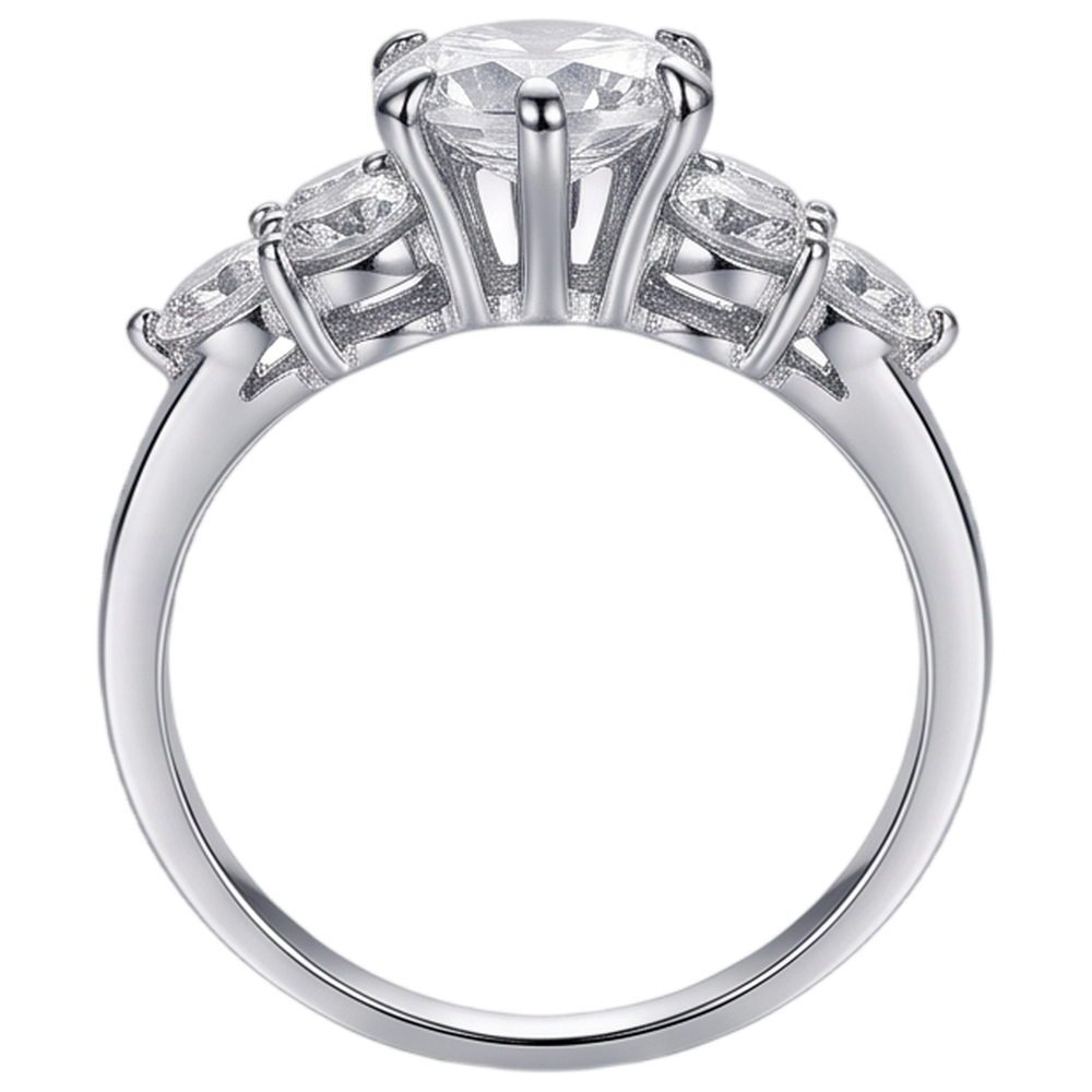 Anello Di Fidanzamento Con Genuino Diamante Naturale Autentico ( non creato in laboratorio ) Rotondo Da 3,80 Ct Con Montatura A Canestro In Oro Bianco 14K