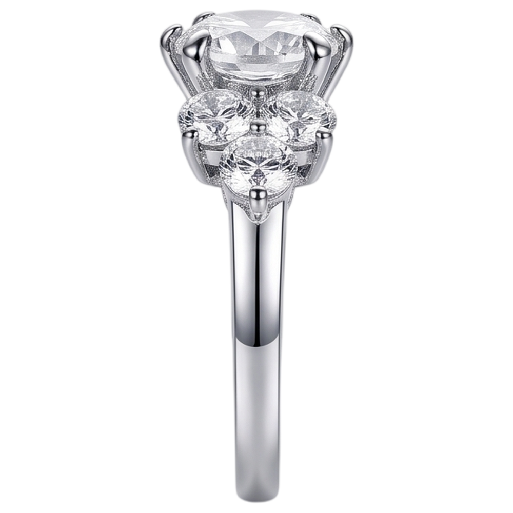 Anello Di Fidanzamento Con Genuino Diamante Naturale Autentico ( non creato in laboratorio ) Rotondo Da 3,80 Ct Con Montatura A Canestro In Oro Bianco 14K