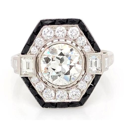 Anello Di Fidanzamento Con Genuino Diamante Old Mine Ring 5 Carati In Oro Bianco 14K