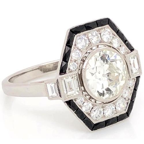 Anello Di Fidanzamento Con Genuino Diamante Old Mine Ring 5 Carati In Oro Bianco 14K