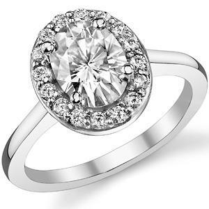 Anello Di Fidanzamento Con Genuino Diamante Ovale Da 2.75 Carati. Oro Bianco 14K
