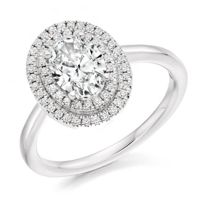 Anello Di Fidanzamento Con Genuino Diamante Ovale Da 3 Carati Halo In Oro Bianco