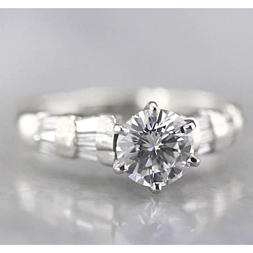 Anello Di Fidanzamento Con Genuino Diamante Rotondo 1.50 Carati In Oro Bianco 14K