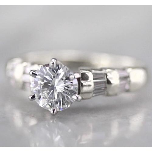 Anello Di Fidanzamento Con Genuino Diamante Rotondo 1.50 Carati In Oro Bianco 14K