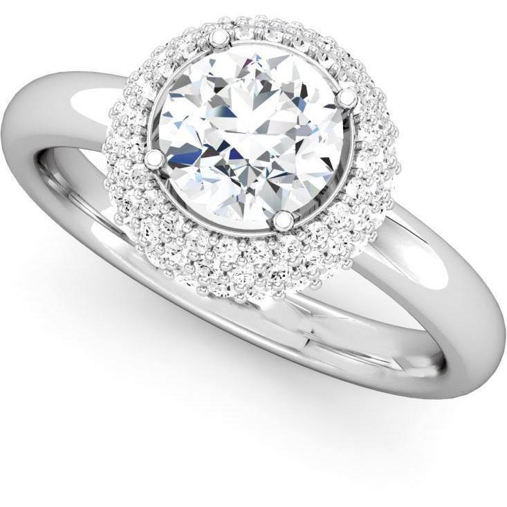 Anello Di Fidanzamento Con Genuino Diamante Rotondo 3 Carati Oro Bianco