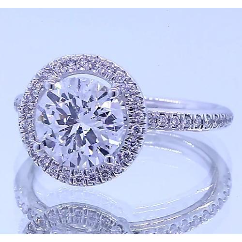 Anello Di Fidanzamento Con Genuino Diamante Rotondo Da 3 Carati. Oro Bianco 14K