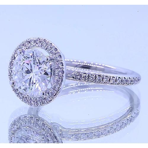 Anello Di Fidanzamento Con Genuino Diamante Rotondo Da 3 Carati. Oro Bianco 14K
