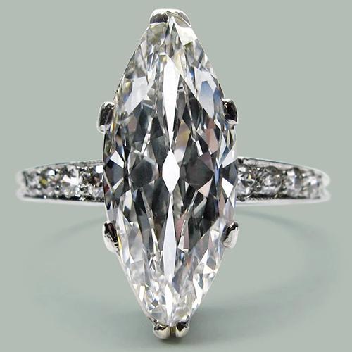 Anello Di Fidanzamento Con Genuino Diamante Rotondo E Marquise Da 5.50 Carati Novità