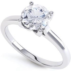 Anello Di Fidanzamento Con Genuino Diamante Solitario Grande Taglio Rotondo Da 2.85 Ct. Oro bianco 14K