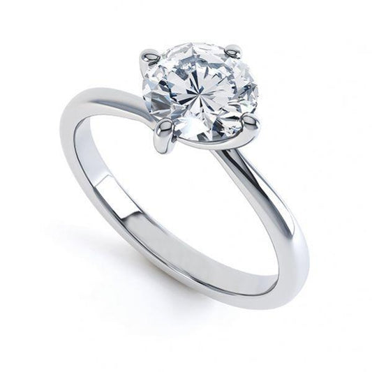 Anello Di Fidanzamento Con Genuino Diamante Solitario Scintillante Da 2.50 Carati In Oro Bianco