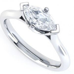 Anello Di Fidanzamento Con Genuino Diamante Solitario Taglio Marquise Da 2.25 Ct. Oro Bianco 14K