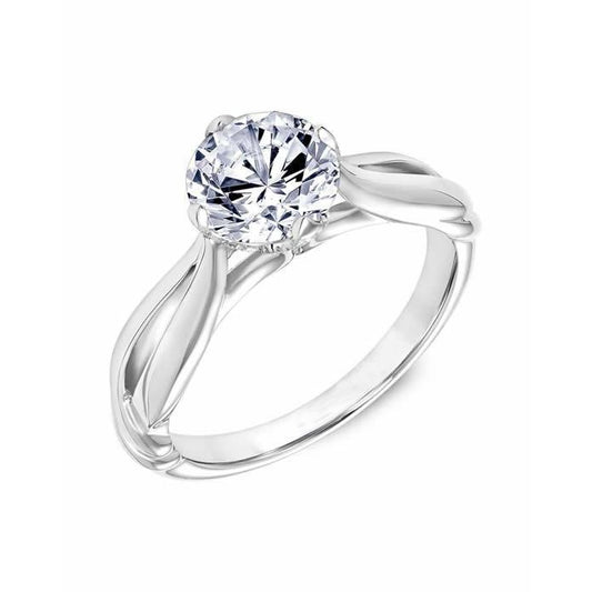 Anello Di Fidanzamento Con Genuino Diamante Solitario Taglio Rotondo 2 Carati Oro Bianco 14K