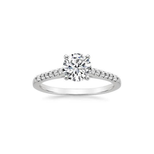 Anello Di Fidanzamento Con Genuino Diamante Taglio Rotondo 2.60 Carati Oro Bianco 14K