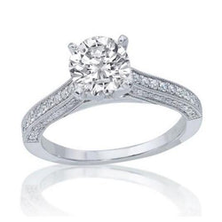 Anello Di Fidanzamento Con Genuino Diamante Taglio Rotondo 3.05 Carati Stile Antico