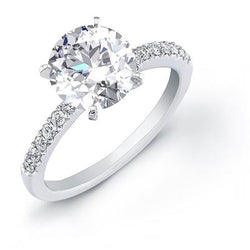 Anello Di Fidanzamento Con Genuino Diamante Taglio Rotondo Da 3.50 Carati A Punta