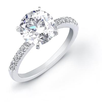 Anello Di Fidanzamento Con Genuino Diamante Taglio Rotondo Da 3.50 Carati A Punta
