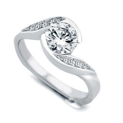 Anello Di Fidanzamento Con Genuino Diamante Taglio Rotondo. 2.60 Carati. Oro Bianco 14K