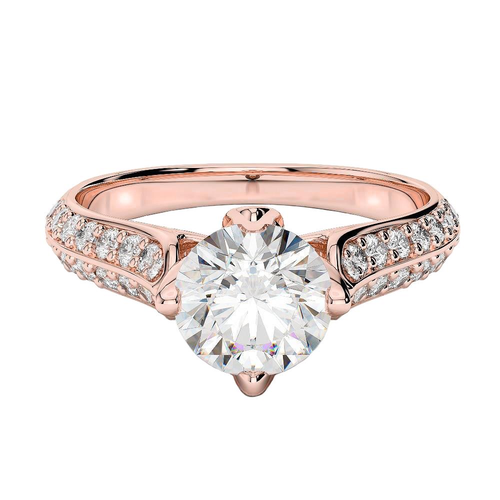Anello Di Fidanzamento Con Genuino Diamanti A Taglio Rotondo Da 3.75 Carati Nuovo Oro Rosa 14K