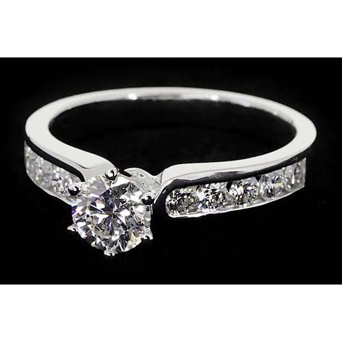 Anello Di Fidanzamento Con Naturale Diamante 1.50 Carati Con Montatura A Canale In Oro Bianco 14K