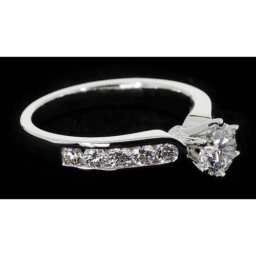 Anello Di Fidanzamento Con Naturale Diamante 1.50 Carati Con Montatura A Canale In Oro Bianco 14K