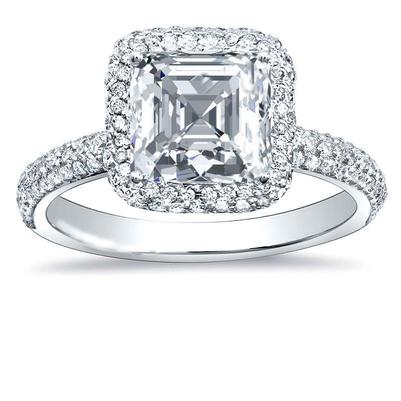 Anello Di Fidanzamento Con Naturale Diamante Da 3.35 Carati Halo White Gold