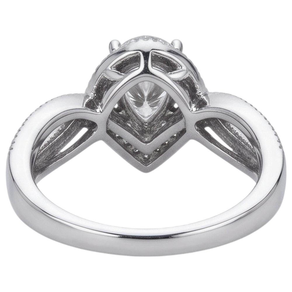 Anello Di Fidanzamento Con Naturale Diamante Naturale Autentico ( non creato in laboratorio ) A Pera 1.25 Carati Con Gambo Intrecciato Accento WG 14K